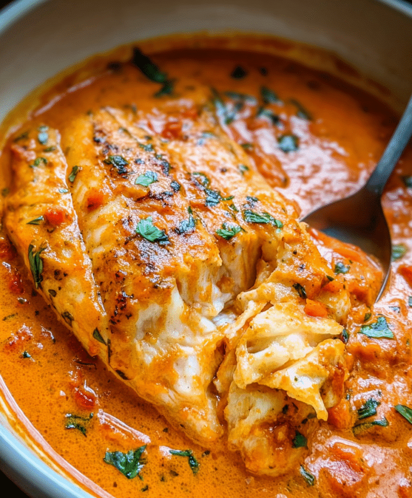 Tilapia in Roasted Pepper Sauce